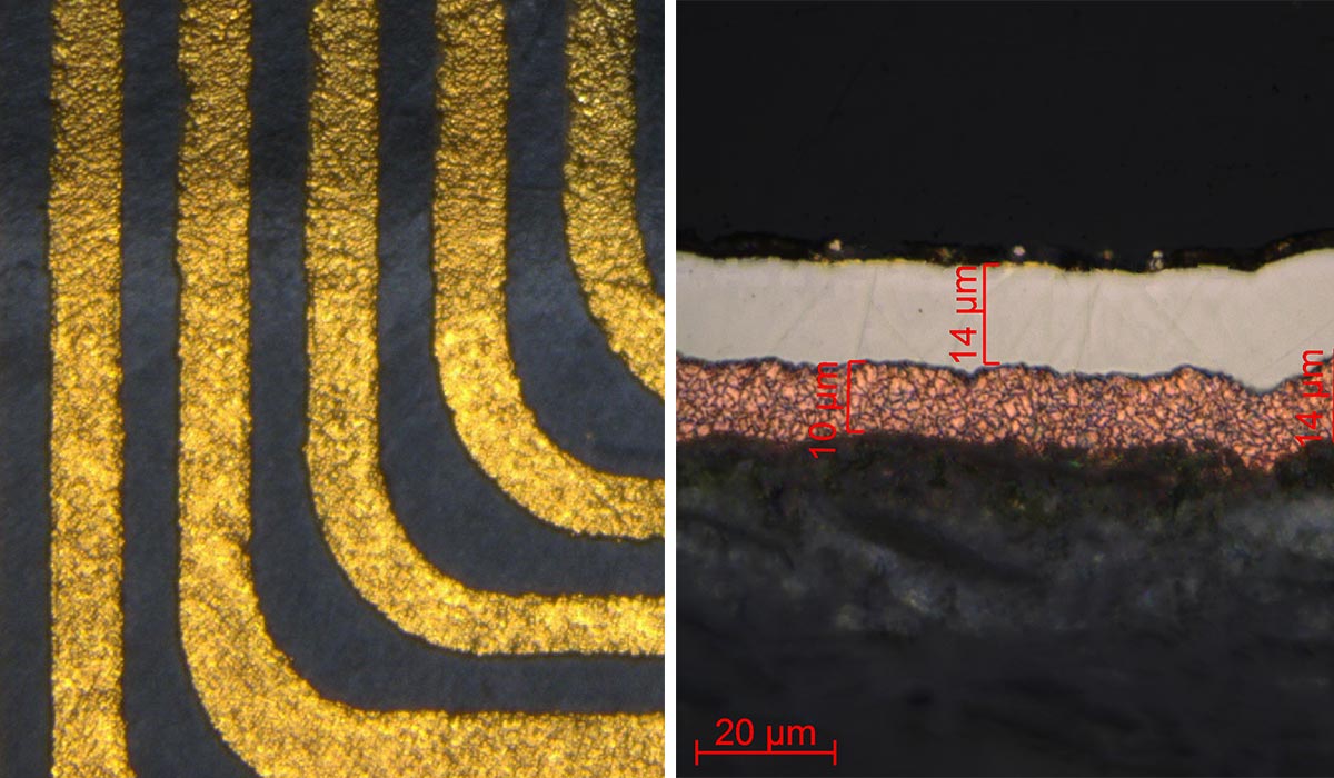 Quality assurance for coatings and layer build-up, e.g. of conductor tracks